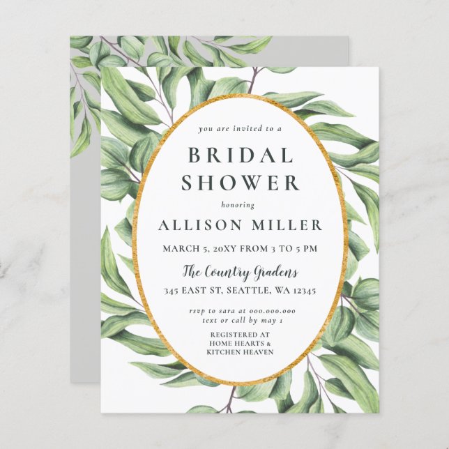 Budget Greenery Bridal Shower (Voorkant / Achterkant)