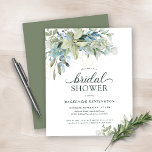 BUDGET Greenery Bridal Shower<br><div class="desc">BEGROTING Elegant Eucalyptus Greenery Bridal Shower Uitnodiging met onze prachtige sage eucalyptus green en stoffige blauwe groen en moderne typografie. Eenvoudig aan te passen met uw informatie voor een eenvoudige bruiddoucheuitnodiging. **Ons BUDGET document is kleiner en delicater, maar toch mooi!** Voor een vergelijking van papiertypen kunt u hier onze video...</div>