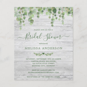 Budget Greenery Bridal Shower Invitation Rustic
