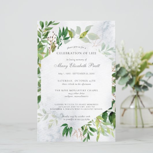 Budget Greenery Celebration of Life Funeral (Staand voorkant)