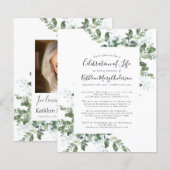 Budget Greenery Celebration of Life Invitation (Voorkant / Achterkant)