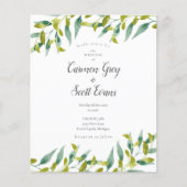 Budget Greenery Chic Script Wedding Uitnodiging (Voorkant)