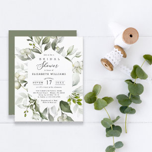 Budget Greenery Elegant Bridal Shower Uitnodiging