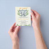 Budget Greenery Elephant Neutral Baby shower Flyer (Hand)