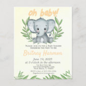 Budget Greenery Elephant Neutral Baby shower Flyer (Voorkant)
