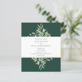 Budget Greenery Emerald Green Wedding Invitation (Staand voorkant)