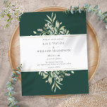 Budget Greenery Emerald Green Wedding Invitation<br><div class="desc">Met fijne waterverf groene bladeren. Deze elegante botanische uitnodiging voor budgetbruiloft kan worden gepersonaliseerd met je speciale trouwdag informatie. Ontworpen door: Thisnotme©</div>