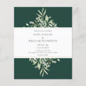 Budget Greenery Emerald Wedding Photo Uitnodiging (Voorkant)