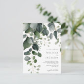 Budget Greenery en Eucalyptus Wedding Invitation Briefkaart (Staand voorkant)