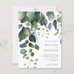 Budget Greenery en Eucalyptus Wedding Invitation Briefkaart