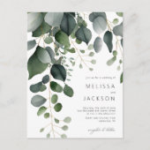 Budget Greenery en Eucalyptus Wedding Invitation Briefkaart (Voorkant)