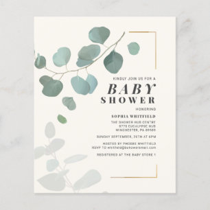 Budget Greenery Eucalyptus Baby shower Invitation