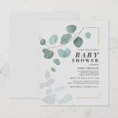 Budget Greenery Eucalyptus Baby shower Invitation (Voorkant / Achterkant)