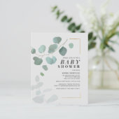 Budget Greenery Eucalyptus Baby shower Invitation (Staand voorkant)