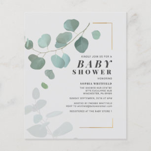Budget Greenery Eucalyptus Baby shower Invitation