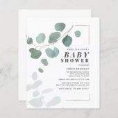 Budget Greenery Eucalyptus Baby shower Invitation (Voorkant / Achterkant)