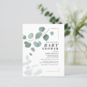 Budget Greenery Eucalyptus Baby shower Invitation (Staand voorkant)