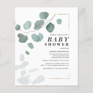 Budget Greenery Eucalyptus Baby shower Invitation