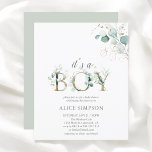 Budget Greenery Eucalyptus Boy Baby shower<br><div class="desc">Boho eucalyptus met goudbladeren.</div>