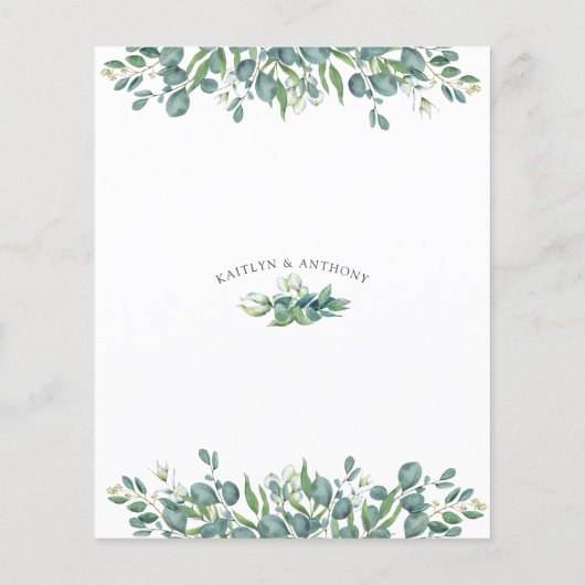 Budget Greenery Eucalyptus Gold Wedding Invitation (Achterkant)