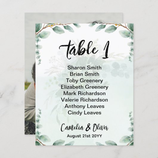 BUDGET Greenery Eucalyptus SEATING CHART Wedding (Voorkant / Achterkant)