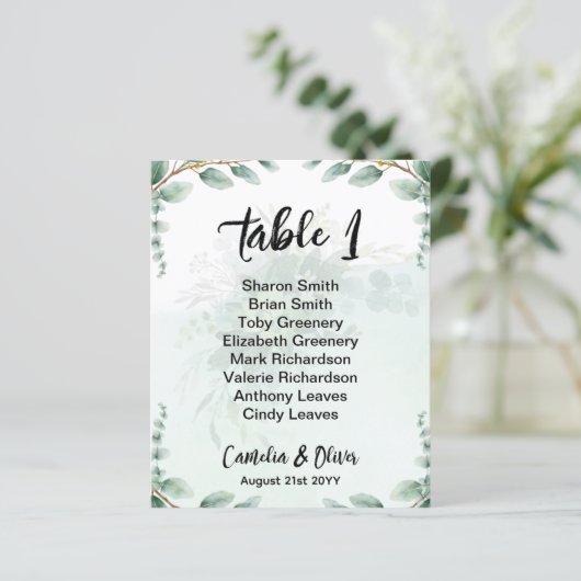 BUDGET Greenery Eucalyptus SEATING CHART Wedding (Staand voorkant)
