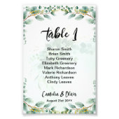 BUDGET Greenery Eucalyptus SEATING CHART Wedding Foto Afdruk (Voorkant)