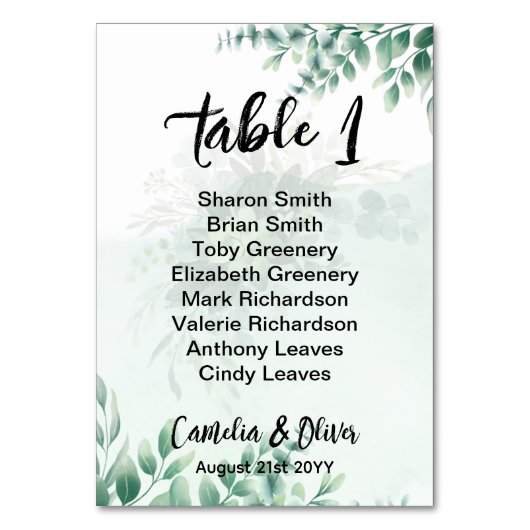 BUDGET Greenery Eucalyptus SEATING CHART Wedding Kaart (Voorkant)