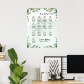 BUDGET Greenery Eucalyptus SEATING CHART Wedding Poster (Thuiskantoor)