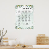 BUDGET Greenery Eucalyptus SEATING CHART Wedding Poster (Keuken)