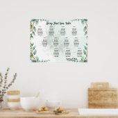 BUDGET Greenery Eucalyptus SEATING CHART Wedding Poster (Keuken)