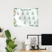 BUDGET Greenery Eucalyptus SEATING CHART Wedding Poster (Thuiskantoor)