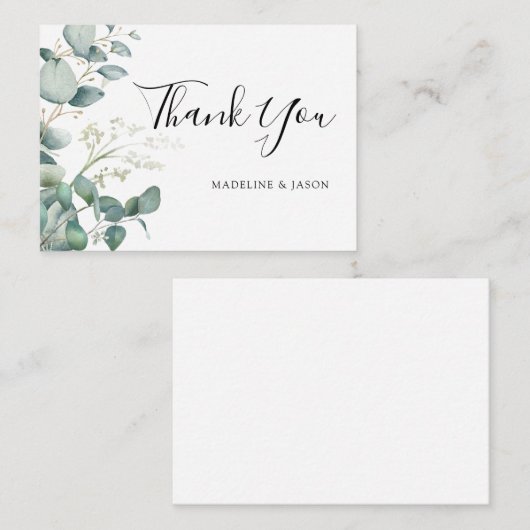 BUDGET Greenery Eucalyptus Weddenschap Hartelijk d Notitiekaartje (Voorkant / Achterkant)