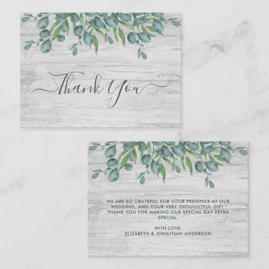 Budget Greenery Eucalyptus Weddenschap Notitiekaartje (Voorkant / Achterkant)