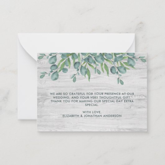 Budget Greenery Eucalyptus Weddenschap Notitiekaartje (Achterkant)