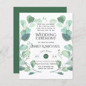 Budget Greenery Eucalyptus Wedding Invite (Voorkant / Achterkant)