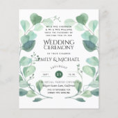 Budget Greenery Eucalyptus Wedding Invite (Voorkant)