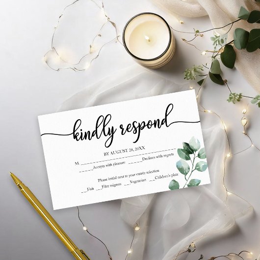 Budget Greenery Eucalyptus Wedding RSVP Informatiekaartje