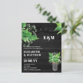 BUDGET Greenery Ferns Monochromatic Wedding Invite (Staand voorkant)
