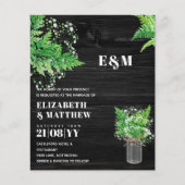 BUDGET Greenery Ferns Monochromatic Wedding Invite (Voorkant)