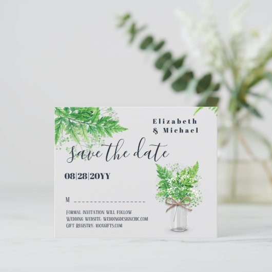 BUDGET Greenery Ferns Weddenschap redt de data (Staand voorkant)