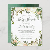 Budget Greenery Floral Baby Shower-uitnodigingen (Voorkant / Achterkant)