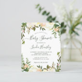 Budget Greenery Floral Baby Shower-uitnodigingen (Staand voorkant)