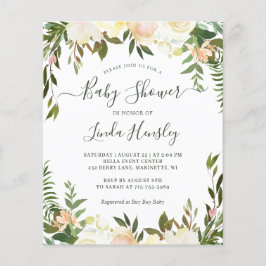 Budget Greenery Floral Baby Shower-uitnodigingen