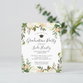 Budget Greenery Floral Graduy Party Invitation (Staand voorkant)