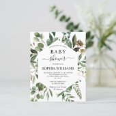 Budget Greenery Foliage Baby shower Invitation (Staand voorkant)