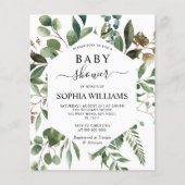 Budget Greenery Foliage Baby shower Invitation (Voorkant)