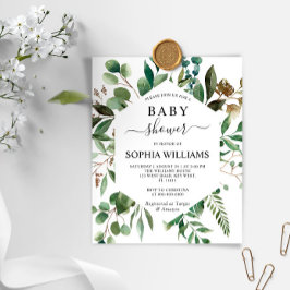 Budget Greenery Foliage Baby shower Invitation