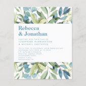 Budget Greenery Foliage Blue Wedding Invitation (Voorkant)