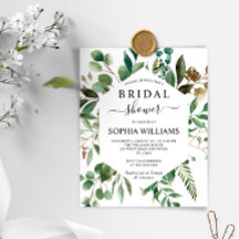 Budget Greenery Foliage Bridal Shower Invitation